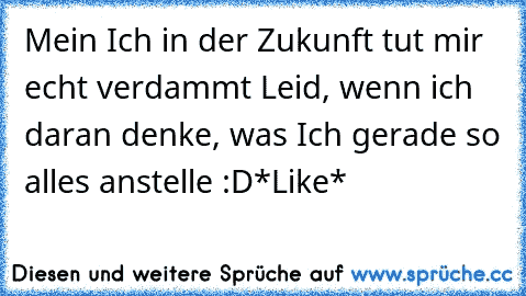 Mein Ich in der Zukunft tut mir echt verdammt Leid, wenn ich daran denke, was Ich gerade so alles anstelle :D
*Like* ♥