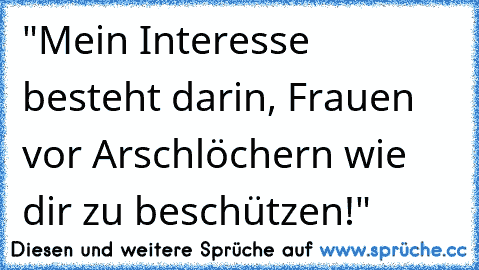 "Mein Interesse besteht darin, Frauen vor Arschlöchern wie dir zu beschützen!"