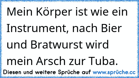 Mein Körper ist wie ein Instrument, nach Bier und Bratwurst wird mein Arsch zur Tuba.