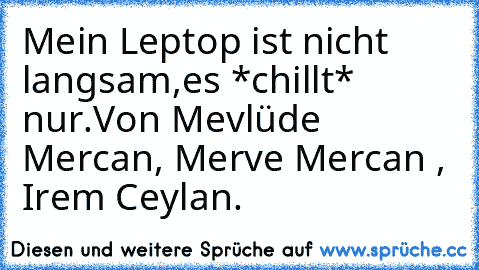 Mein Leptop ist nicht langsam,
es *chillt* nur.
Von Mevlüde Mercan, Merve Mercan , Irem Ceylan.