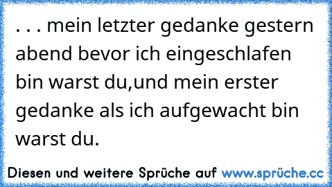 . . . mein letzter gedanke gestern abend bevor ich eingeschlafen bin warst du,und mein erster gedanke als ich aufgewacht bin warst du.♥