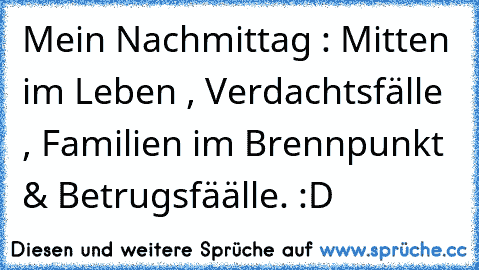 Mein Nachmittag : Mitten im Leben , Verdachtsfälle , Familien im Brennpunkt & Betrugsfäälle. :D