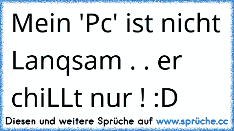 Mein 'Pc' ist nicht Lanqsam . . er chiLLt nur ! :D