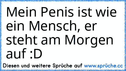 Mein Penis ist wie ein Mensch, er steht am Morgen auf :D