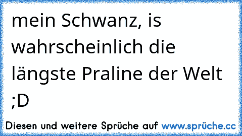 mein Schwanz, is wahrscheinlich die längste Praline der Welt ;D