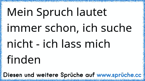 Mein Spruch lautet immer schon, ich suche nicht - ich lass mich finden