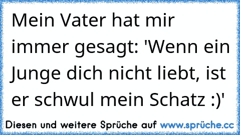 Mein Vater hat mir immer gesagt: 'Wenn ein Junge dich nicht liebt, ist er schwul mein Schatz :)'