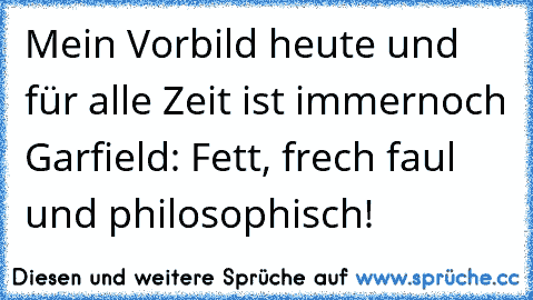 Mein Vorbild heute und für alle Zeit ist immernoch Garfield: Fett, frech faul und philosophisch!