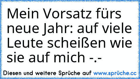 Mein Vorsatz fürs neue Jahr: auf viele Leute scheißen wie sie auf mich -.-