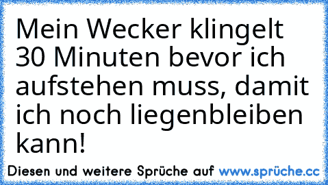 Mein Wecker klingelt 30 Minuten bevor ich aufstehen muss, damit ich noch liegenbleiben kann!