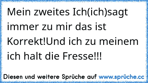 Mein zweites Ich(ich)sagt immer zu mir das ist Korrekt!Und ich zu meinem ich halt die Fresse!!!