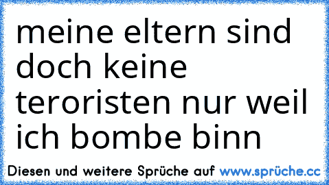 meine eltern sind doch keine teroristen nur weil ich bombe binn