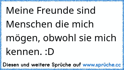 Meine Freunde sind Menschen die mich mögen, obwohl sie mich kennen. :D