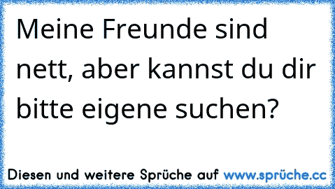 Meine Freunde sind nett, aber kannst du dir bitte eigene suchen?