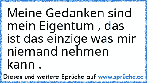 Meine Gedanken sind mein Eigentum , das ist das einzige was mir niemand nehmen kann .