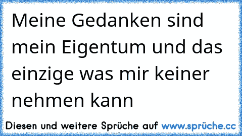 Meine Gedanken sind mein Eigentum und das einzige was mir keiner nehmen kann