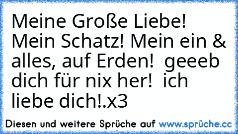 Meine Große Liebe! Mein Schatz! Mein ein & alles, auf Erden! ♥ geeeb dich für nix her! ♥ ich liebe dich!.x3