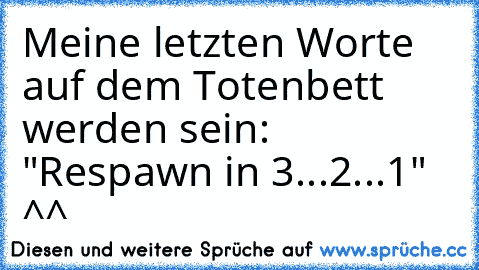 Meine letzten Worte auf dem Totenbett werden sein: "Respawn in 3...2...1" ^^