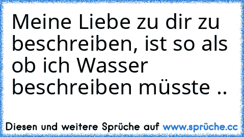 Meine Liebe zu dir zu beschreiben, ist so als ob ich Wasser beschreiben müsste .. ♥