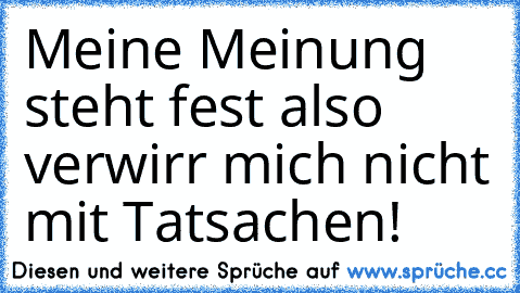 Meine Meinung steht fest also verwirr mich nicht mit Tatsachen!