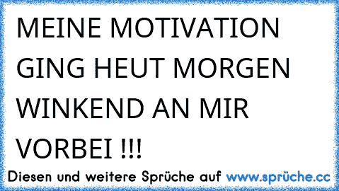 MEINE MOTIVATION GING HEUT MORGEN WINKEND AN MIR VORBEI !!!