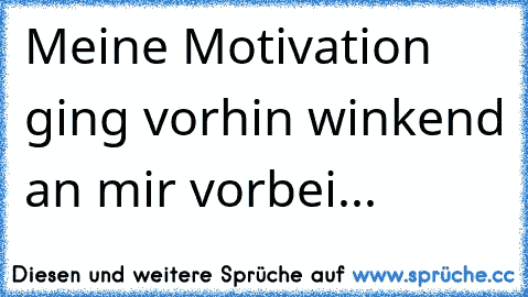 Meine Motivation ging vorhin winkend an mir vorbei...