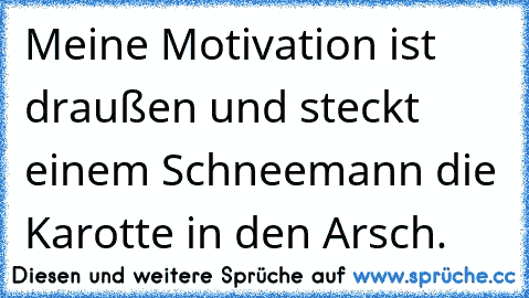 Meine Motivation ist draußen und steckt einem Schneemann die Karotte in den Arsch.