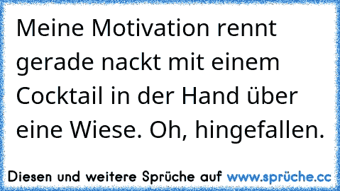 Meine Motivation rennt gerade nackt mit einem Cocktail in der Hand über eine Wiese. Oh, hingefallen.