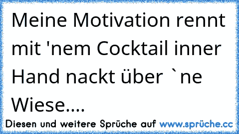 Meine Motivation rennt mit 'nem Cocktail inner Hand nackt über `ne Wiese....