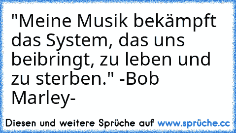 "Meine Musik bekämpft das System, das uns beibringt, zu leben und zu sterben." 
-Bob Marley-