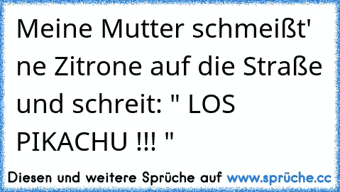 Meine Mutter schmeißt' ne Zitrone auf die Straße und schreit: " LOS PIKACHU !!! "