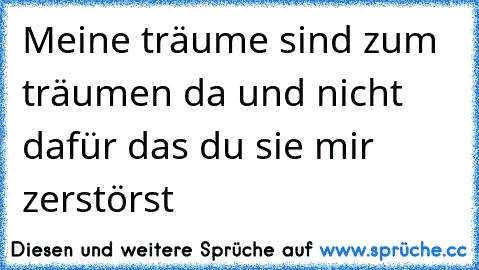 Meine träume sind zum träumen da und nicht dafür das du sie mir zerstörst