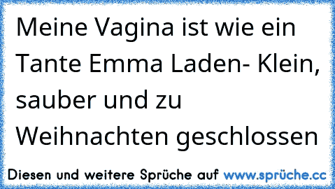 Meine Vagina ist wie ein Tante Emma Laden- Klein, sauber und zu Weihnachten geschlossen