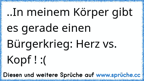 ..In meinem Körper gibt es gerade einen Bürgerkrieg: Herz vs. Kopf ! :(