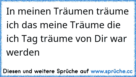 In meinen Träumen träume ich das meine Träume die ich Tag träume von Dir war werden ♥