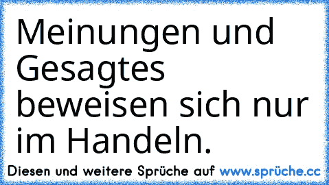 Meinungen und Gesagtes beweisen sich nur im Handeln.