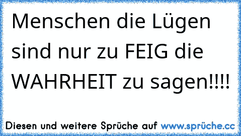 Menschen die Lügen sind nur zu FEIG die WAHRHEIT zu sagen!!!!