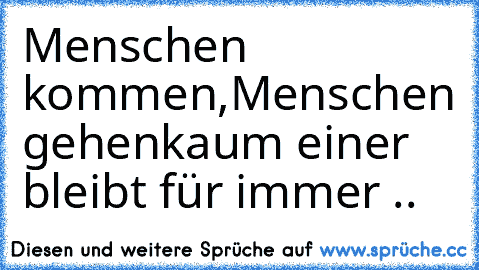 Menschen kommen,
Menschen gehen
kaum einer bleibt für immer ..