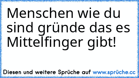 Menschen wie du sind gründe das es Mittelfinger gibt!