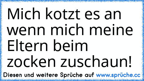 Mich kotzt es an wenn mich meine Eltern beim zocken zuschaun!