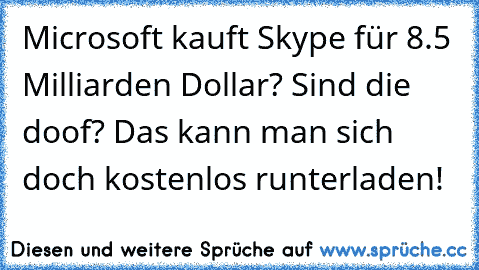 Microsoft kauft Skype für 8.5 Milliarden Dollar? Sind die doof? Das kann man sich doch kostenlos runterladen!