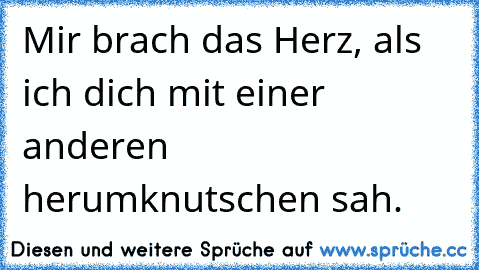 Mir brach das Herz, als ich dich mit einer anderen herumknutschen sah.