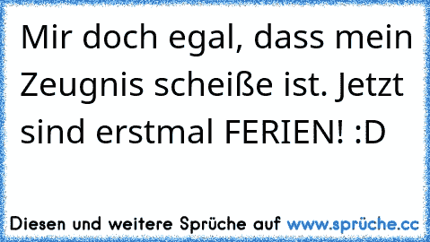 Mir doch egal, dass mein Zeugnis scheiße ist. Jetzt sind erstmal FERIEN! :D