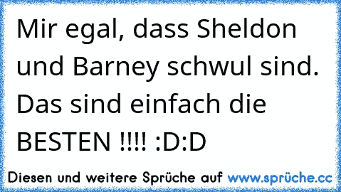 Mir egal, dass Sheldon und Barney schwul sind. Das sind einfach die BESTEN !!!! :D:D