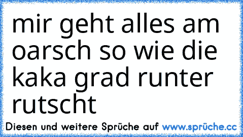 mir geht alles am oarsch so wie die kaka grad runter rutscht