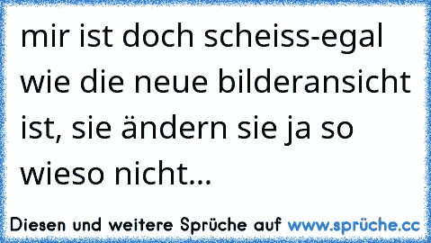 mir ist doch scheiss-egal wie die neue bilderansicht ist, sie ändern sie ja so wieso nicht...