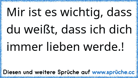 Mir ist es wichtig, dass du weißt, dass ich dich immer lieben werde.! ♥