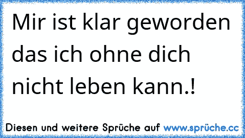 Mir ist klar geworden das ich ohne dich nicht leben kann.! 