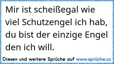 Mir ist scheißegal wie viel Schutzengel ich hab, du bist der einzige Engel den ich will. ♥