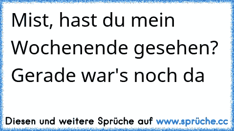 Mist, hast du mein Wochenende gesehen? Gerade war's noch da